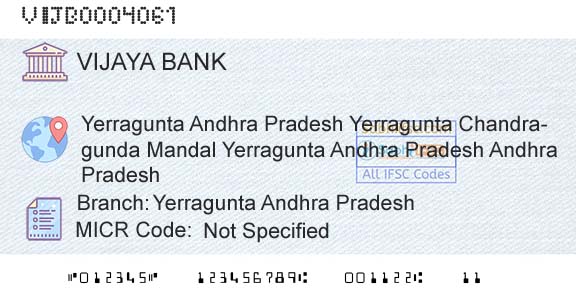 Vijaya Bank Yerragunta Andhra PradeshBranch 