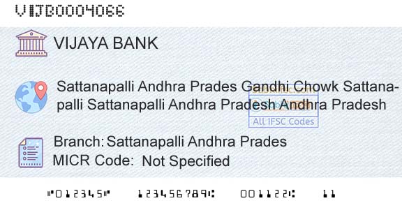 Vijaya Bank Sattanapalli Andhra PradesBranch 