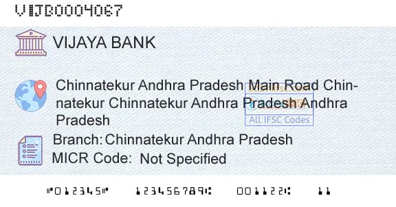 Vijaya Bank Chinnatekur Andhra PradeshBranch 