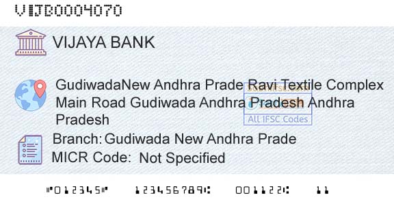 Vijaya Bank Gudiwada New Andhra PradeBranch 