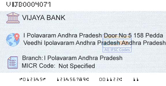 Vijaya Bank I Polavaram Andhra PradeshBranch 