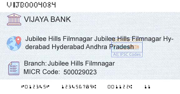 Vijaya Bank Jubilee Hills FilmnagarBranch 