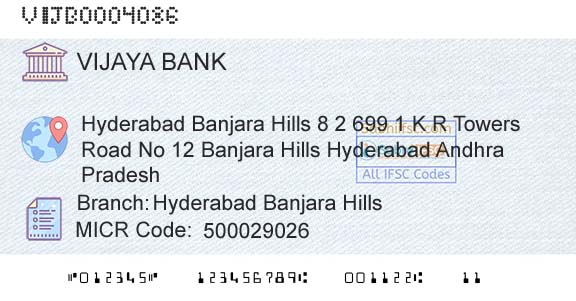 Vijaya Bank Hyderabad Banjara HillsBranch 