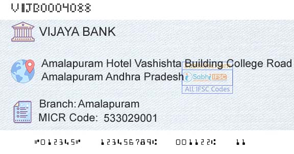 Vijaya Bank AmalapuramBranch 