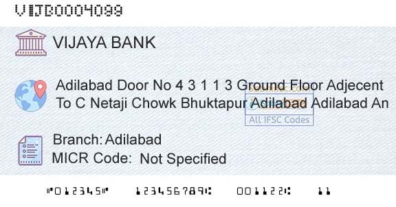 Vijaya Bank AdilabadBranch 