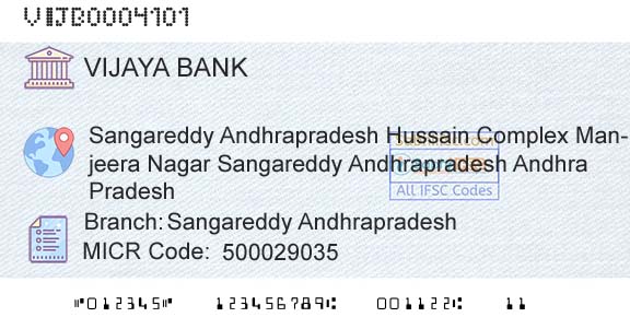 Vijaya Bank Sangareddy AndhrapradeshBranch 