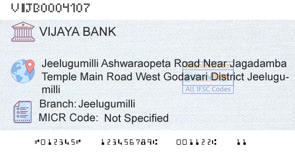 Vijaya Bank JeelugumilliBranch 