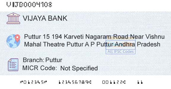 Vijaya Bank PutturBranch 