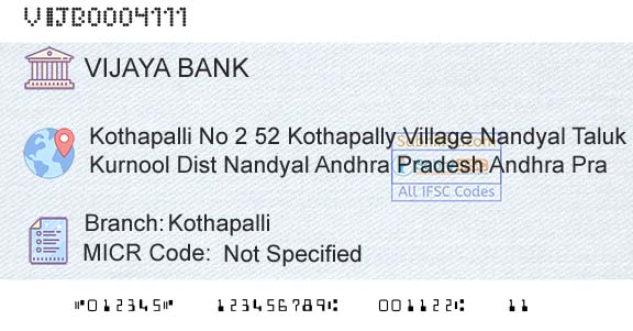 Vijaya Bank KothapalliBranch 