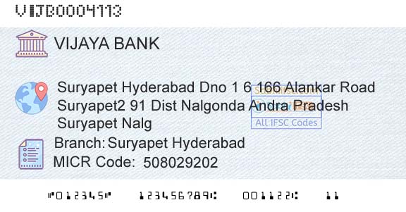 Vijaya Bank Suryapet HyderabadBranch 