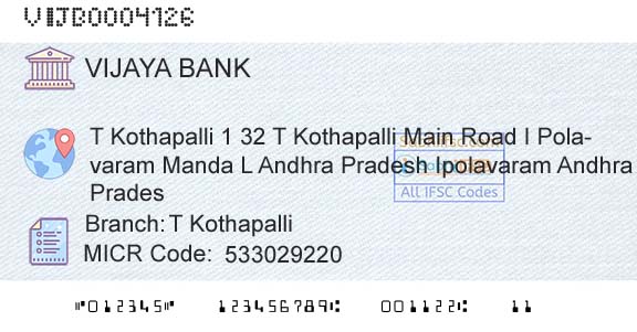 Vijaya Bank T KothapalliBranch 