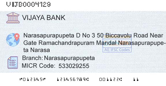 Vijaya Bank NarasapurapupetaBranch 