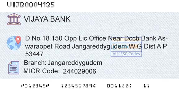 Vijaya Bank JangareddygudemBranch 