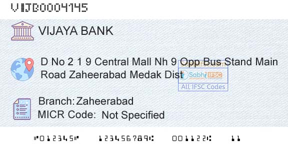 Vijaya Bank ZaheerabadBranch 