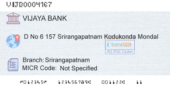 Vijaya Bank SrirangapatnamBranch 