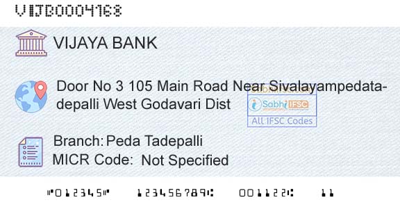 Vijaya Bank Peda TadepalliBranch 