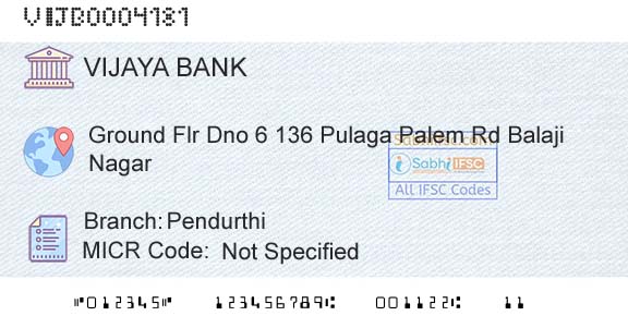 Vijaya Bank PendurthiBranch 