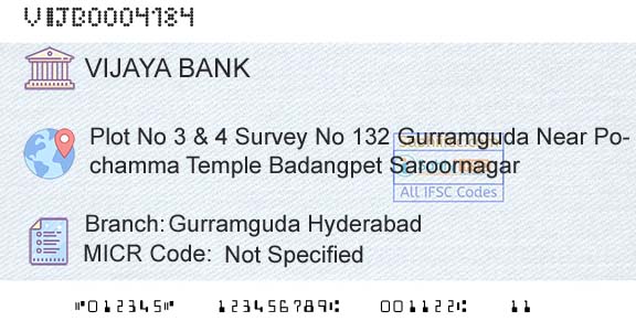 Vijaya Bank Gurramguda HyderabadBranch 