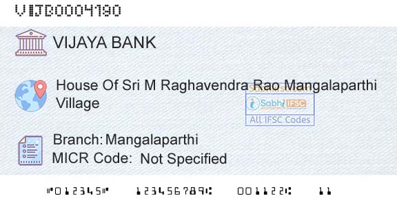 Vijaya Bank MangalaparthiBranch 