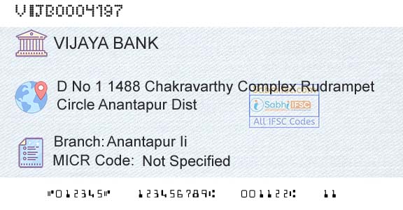 Vijaya Bank Anantapur IiBranch 