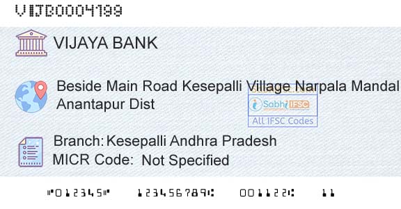 Vijaya Bank Kesepalli Andhra PradeshBranch 