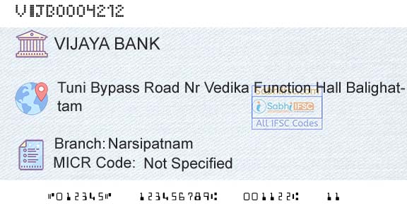 Vijaya Bank NarsipatnamBranch 
