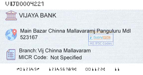 Vijaya Bank Vij Chinna MallavaramBranch 