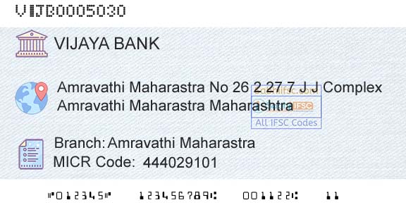 Vijaya Bank Amravathi MaharastraBranch 