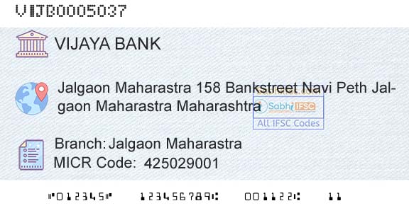 Vijaya Bank Jalgaon MaharastraBranch 