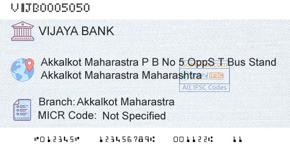 Vijaya Bank Akkalkot MaharastraBranch 