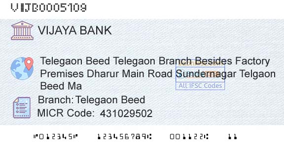 Vijaya Bank Telegaon BeedBranch 