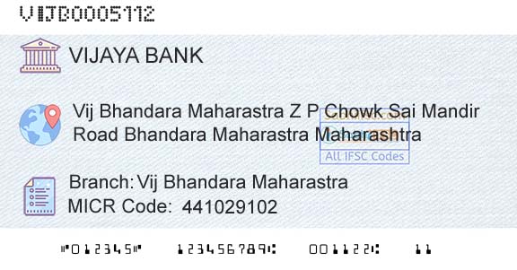 Vijaya Bank Vij Bhandara MaharastraBranch 