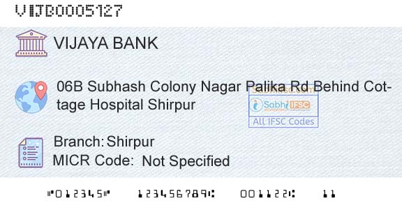 Vijaya Bank ShirpurBranch 