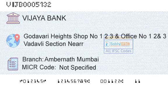 Vijaya Bank Ambernath MumbaiBranch 