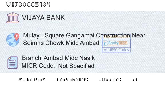 Vijaya Bank Ambad Midc NasikBranch 