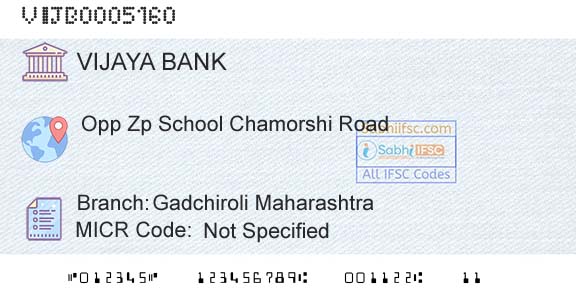 Vijaya Bank Gadchiroli MaharashtraBranch 