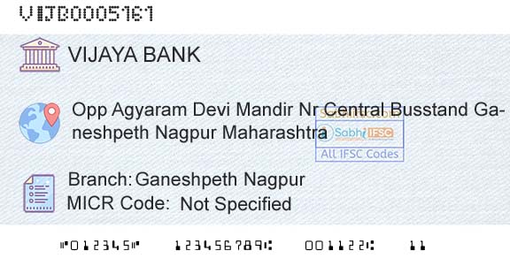 Vijaya Bank Ganeshpeth NagpurBranch 