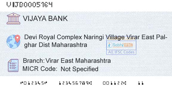 Vijaya Bank Virar East MaharashtraBranch 