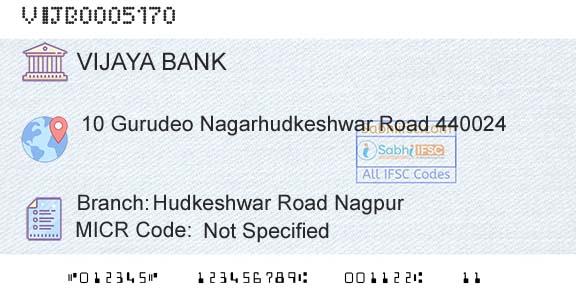 Vijaya Bank Hudkeshwar Road NagpurBranch 