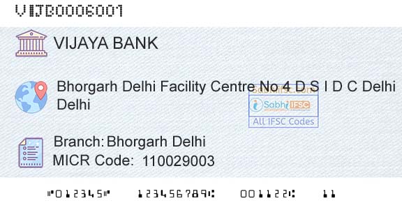 Vijaya Bank Bhorgarh DelhiBranch 