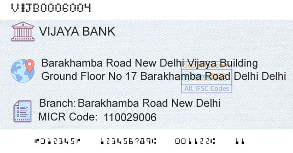 Vijaya Bank Barakhamba Road New DelhiBranch 
