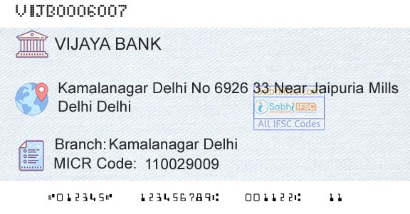 Vijaya Bank Kamalanagar DelhiBranch 