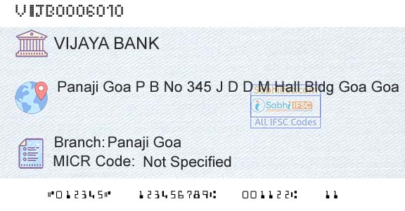Vijaya Bank Panaji GoaBranch 