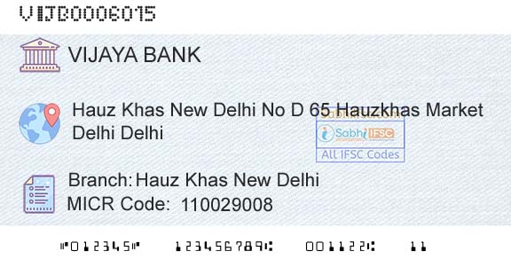 Vijaya Bank Hauz Khas New DelhiBranch 