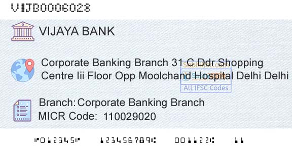 Vijaya Bank Corporate Banking BranchBranch 