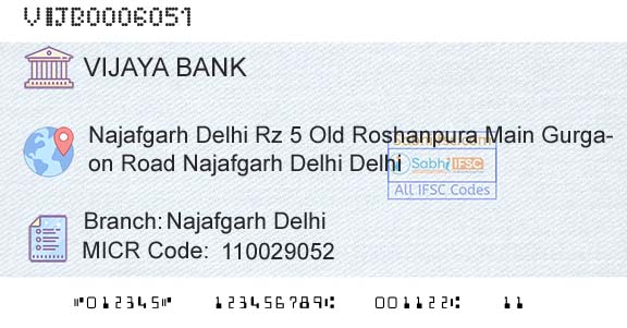 Vijaya Bank Najafgarh DelhiBranch 