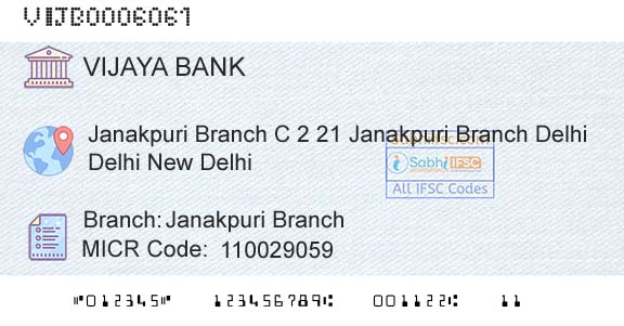 Vijaya Bank Janakpuri BranchBranch 