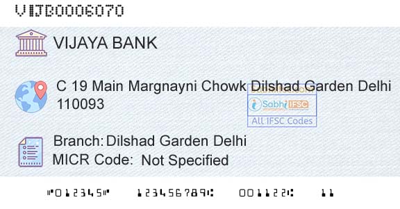 Vijaya Bank Dilshad Garden DelhiBranch 