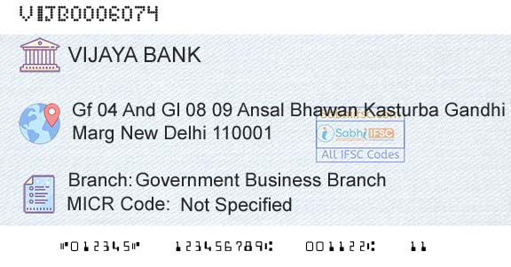 Vijaya Bank Government Business BranchBranch 