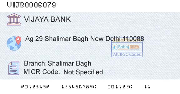 Vijaya Bank Shalimar BaghBranch 